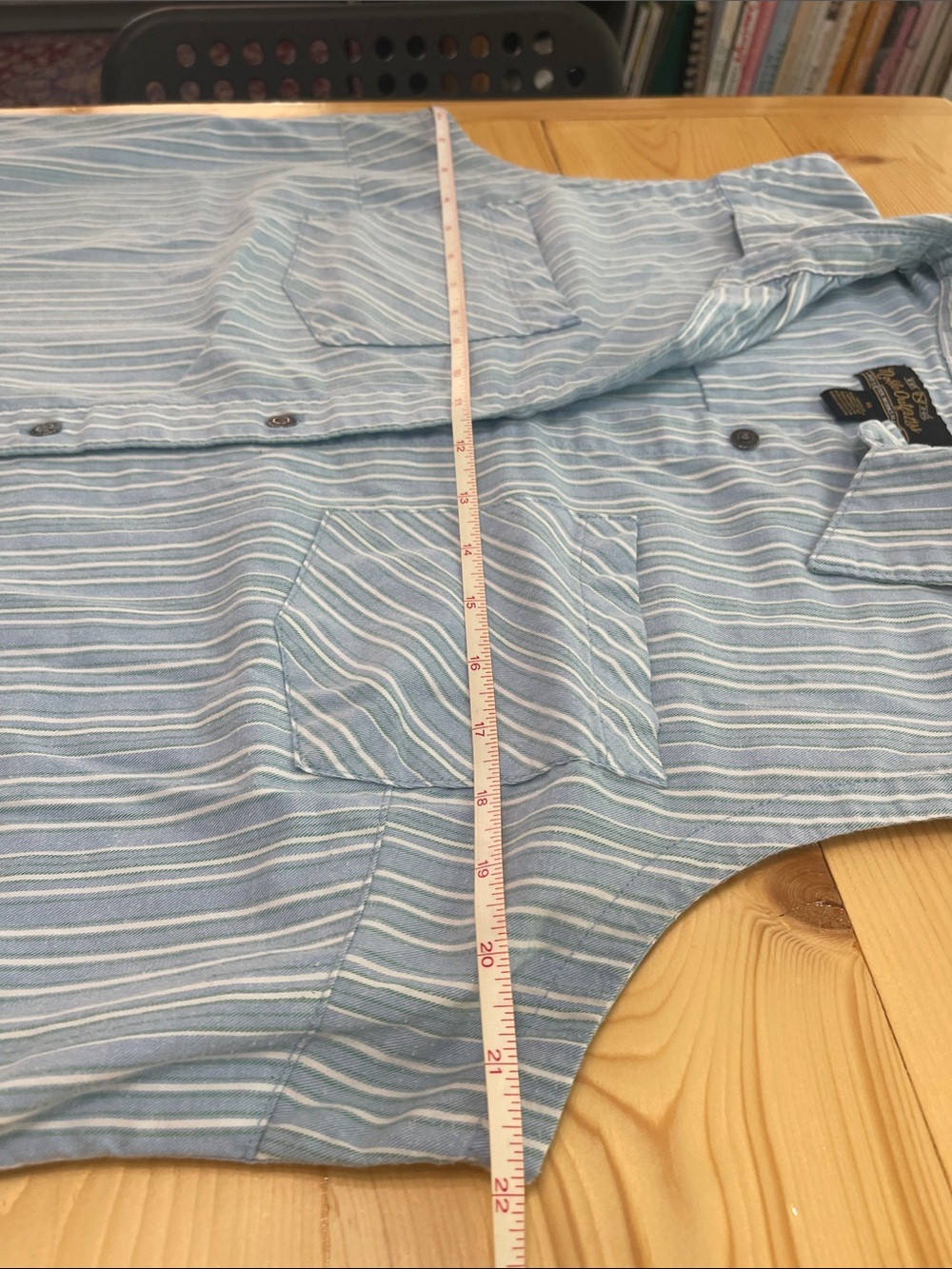 Noble Outfitters Blue White Striped Sleeveless Western Button Up Shirt Size XL - Picture 5 of 13